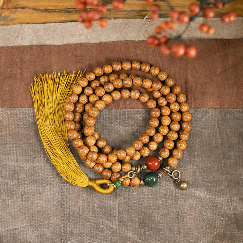 108 Mala Beads Bodhi Seed Wisdom Peace Tassel Bracelet