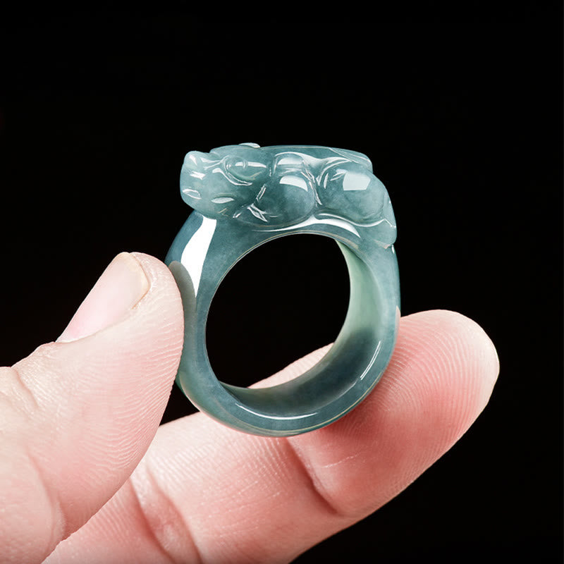 Fengshui Wealth Prosperity Jade PiXiu Luck Ring