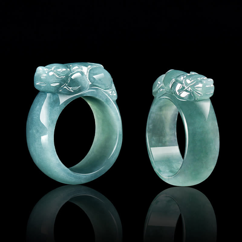 Fengshui Wealth Prosperity Jade PiXiu Luck Ring