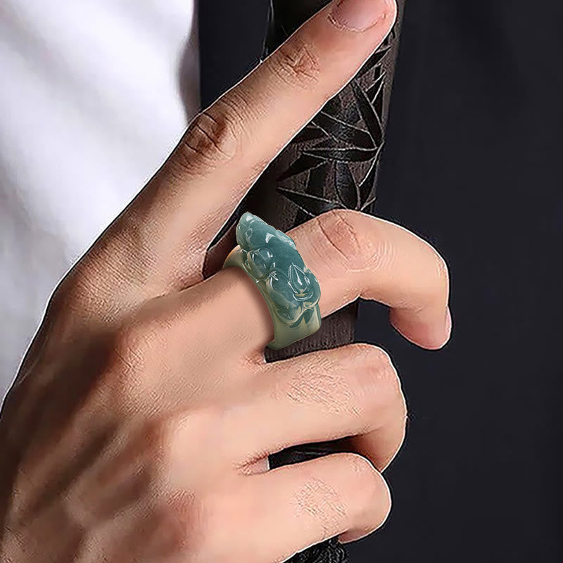 Fengshui Wealth Prosperity Jade PiXiu Luck Ring