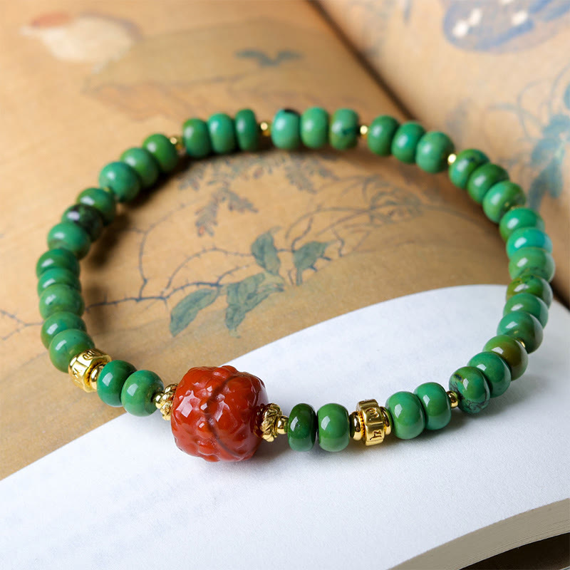 Tibetan Turquoise Beads South Red Agate Lotus Balance Bracelet