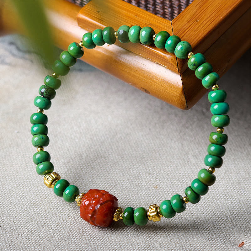 Tibetan Turquoise Beads South Red Agate Lotus Balance Bracelet
