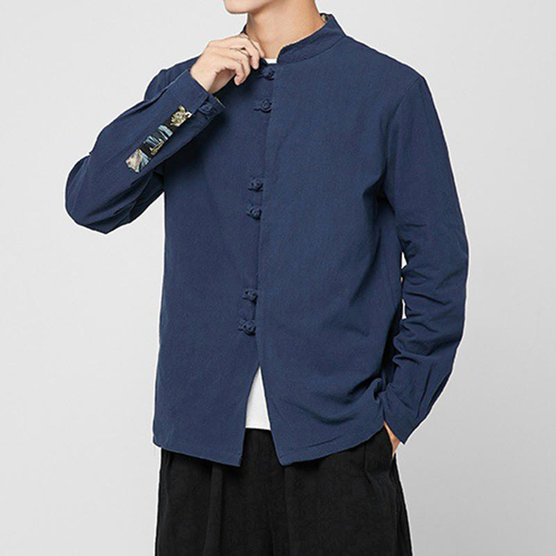 Breathable Cotton Stand-Collar Mindful Practice Men's Shirt