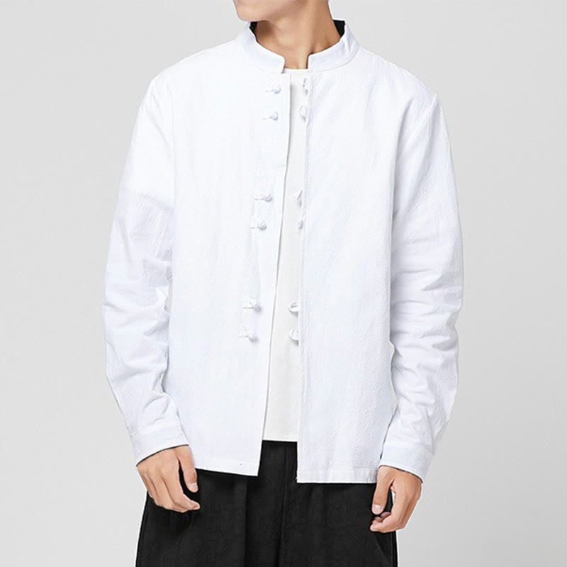 Breathable Cotton Stand-Collar Mindful Practice Men's Shirt