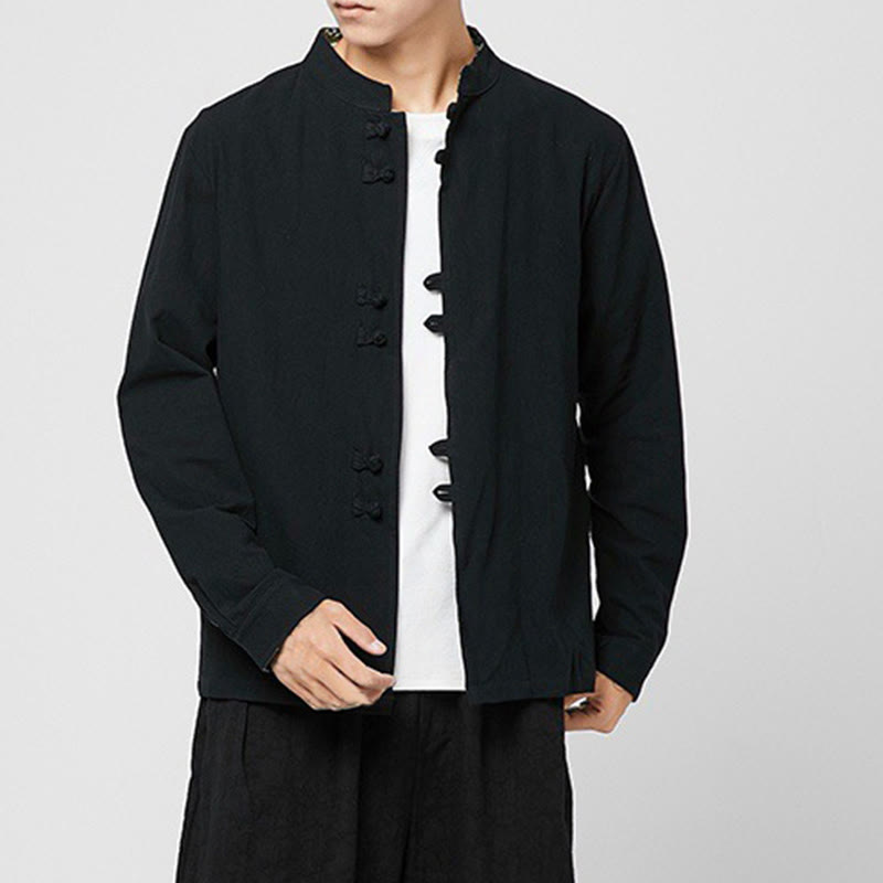 Breathable Cotton Stand-Collar Mindful Practice Men's Shirt