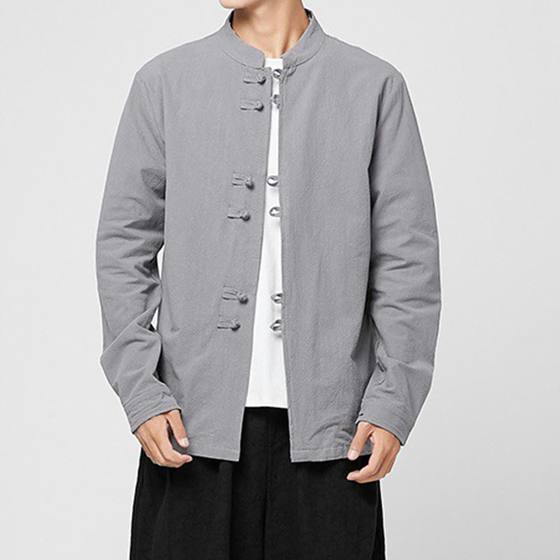 Breathable Cotton Stand-Collar Mindful Practice Men's Shirt