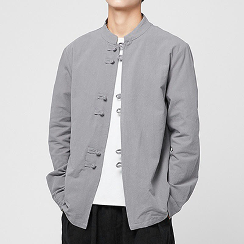 Breathable Cotton Stand-Collar Mindful Practice Men's Shirt