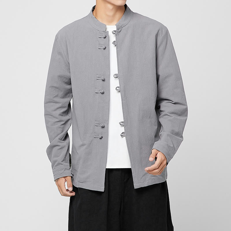 Breathable Cotton Stand-Collar Mindful Practice Men's Shirt