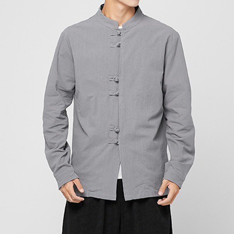 Breathable Cotton Stand-Collar Mindful Practice Men's Shirt