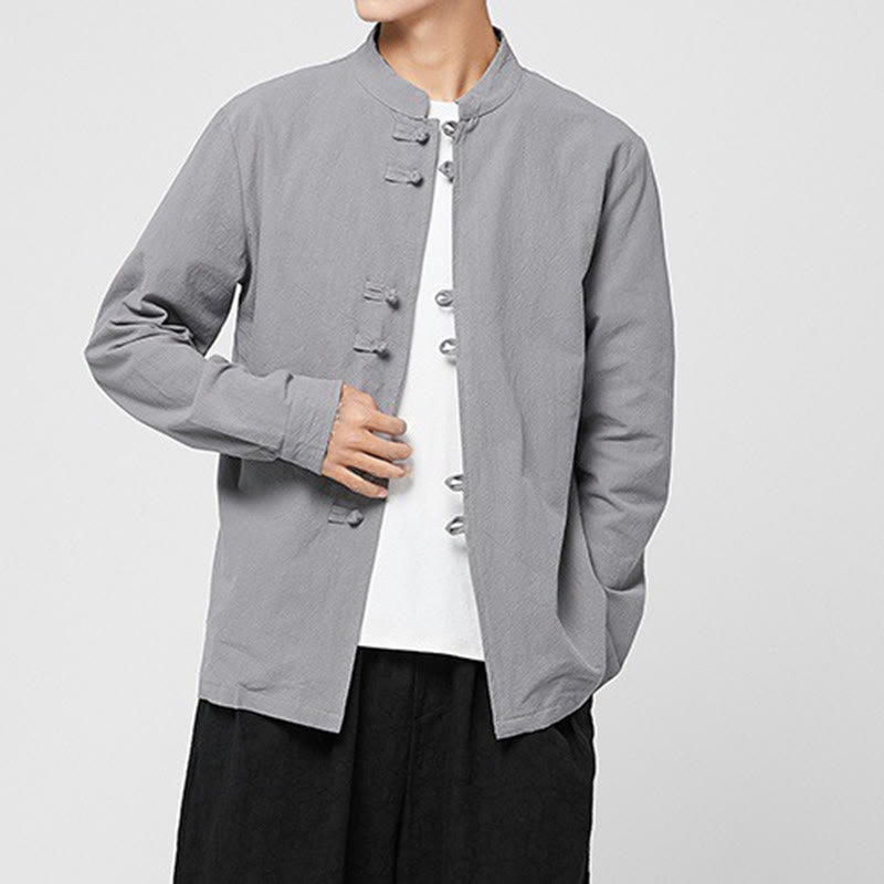 Breathable Cotton Stand-Collar Mindful Practice Men's Shirt