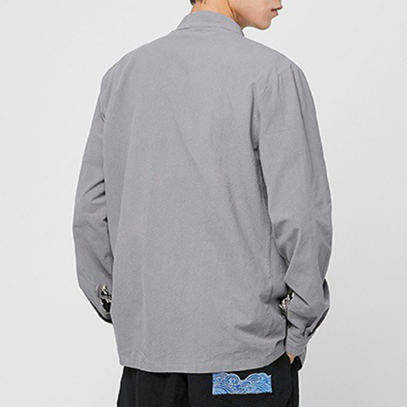 Breathable Cotton Stand-Collar Mindful Practice Men's Shirt