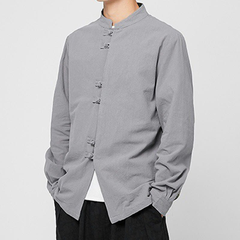 Breathable Cotton Stand-Collar Mindful Practice Men's Shirt