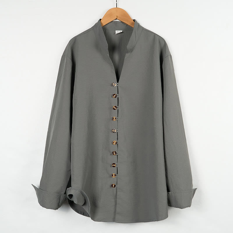 Solid Color Buttons Fall Long Sleeve Men's Shirt
