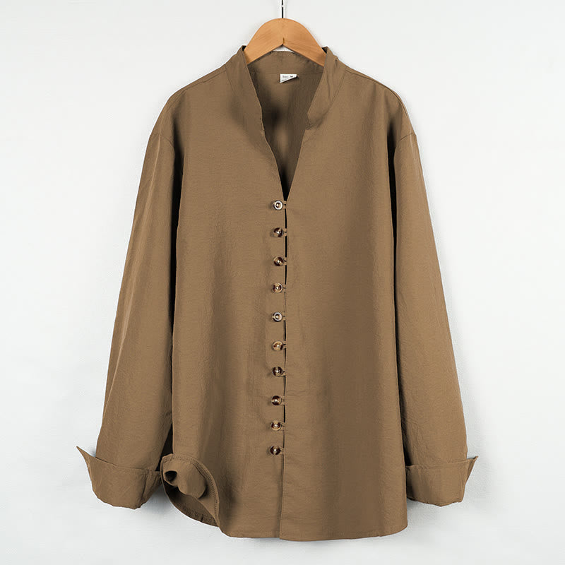 Solid Color Buttons Fall Long Sleeve Men's Shirt