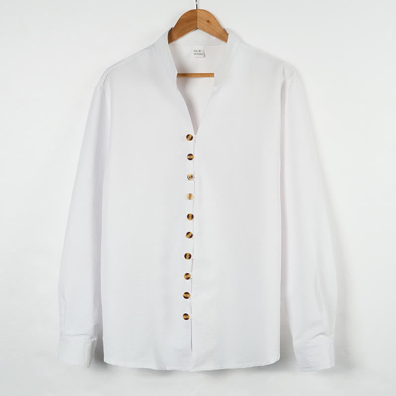 Solid Color Buttons Fall Long Sleeve Men's Shirt