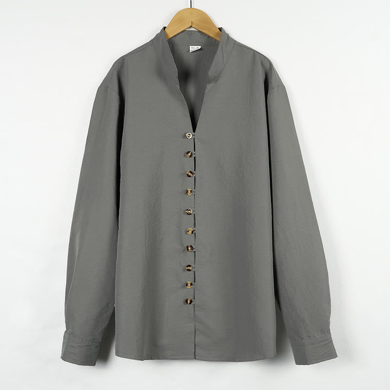 Solid Color Buttons Fall Long Sleeve Men's Shirt