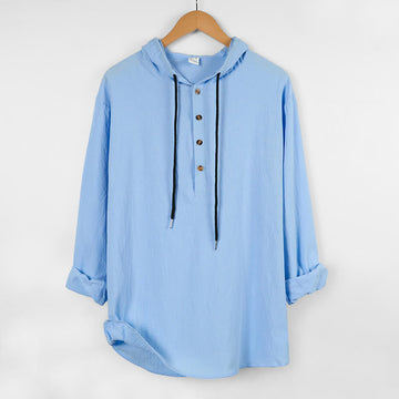 Breathable Cotton Hooded Long Sleeve Minimalist Shirt