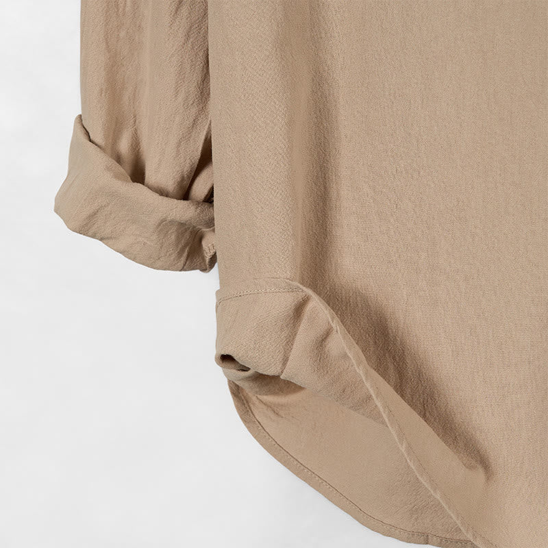 Breathable Cotton Hooded Long Sleeve Minimalist Shirt