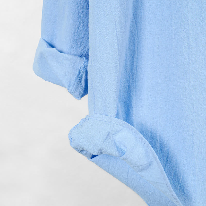 Breathable Cotton Hooded Long Sleeve Minimalist Shirt