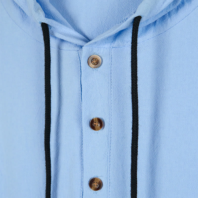 Breathable Cotton Hooded Long Sleeve Minimalist Shirt