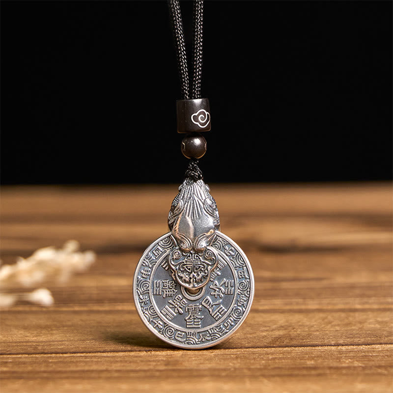 Mountain Ghosts Spend Money Bagua Design Copper Pixiu Harmony Necklace Pendant