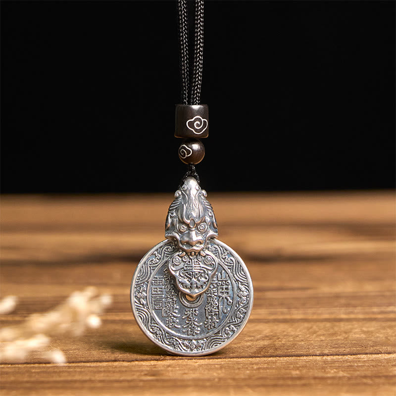 Mountain Ghosts Spend Money Bagua Design Copper Pixiu Harmony Necklace Pendant
