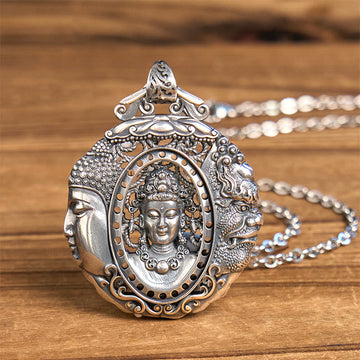 Copper Buddha Devil Pattern Serenity Pendant Necklace