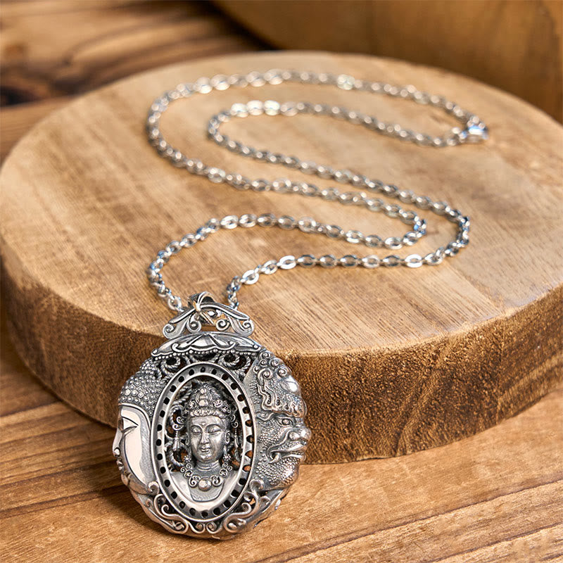 Copper Buddha Devil Pattern Serenity Pendant Necklace