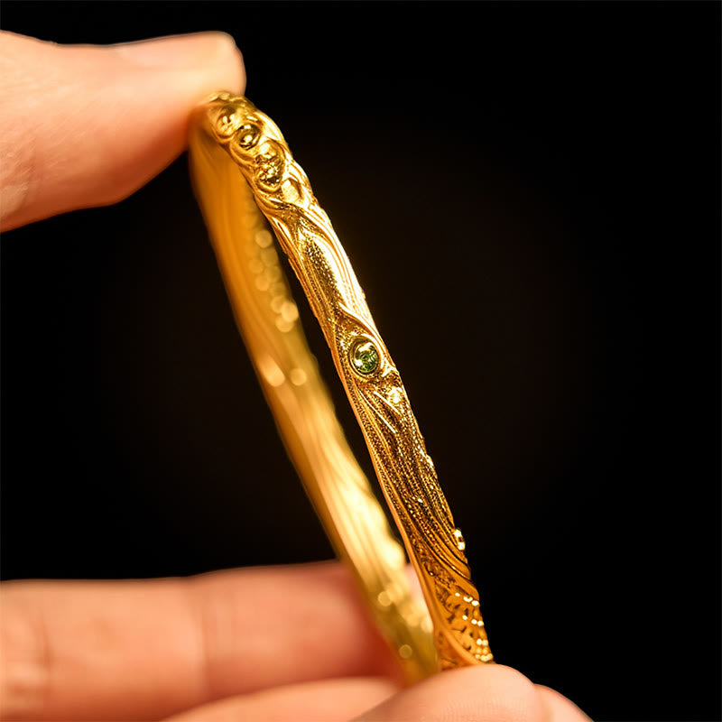 Hollow Universe Circle Design Copper Plated Gold Wealth Bracelet Bangle