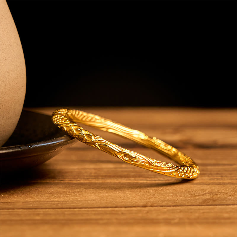 Hollow Universe Circle Design Copper Plated Gold Wealth Bracelet Bangle