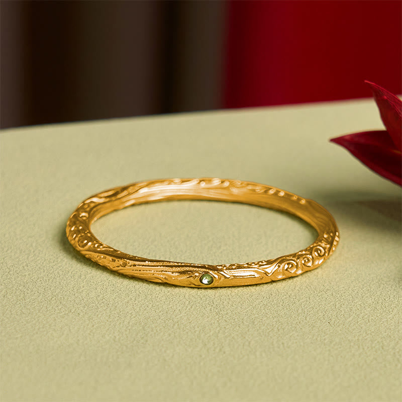 Hollow Universe Circle Design Copper Plated Gold Wealth Bracelet Bangle