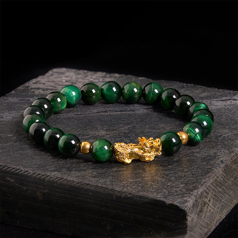 Various Color Tiger Eye Beads Pixiu Wealth Courage Bracelet