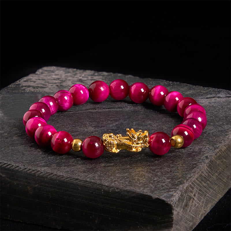 Various Color Tiger Eye Beads Pixiu Wealth Courage Bracelet