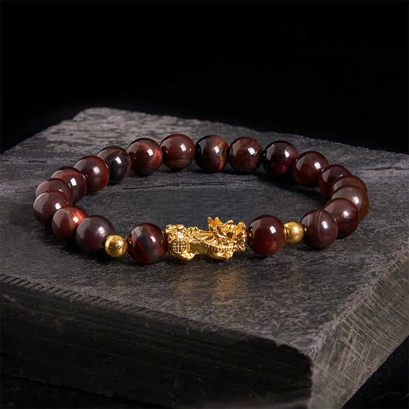 Various Color Tiger Eye Beads Pixiu Wealth Courage Bracelet