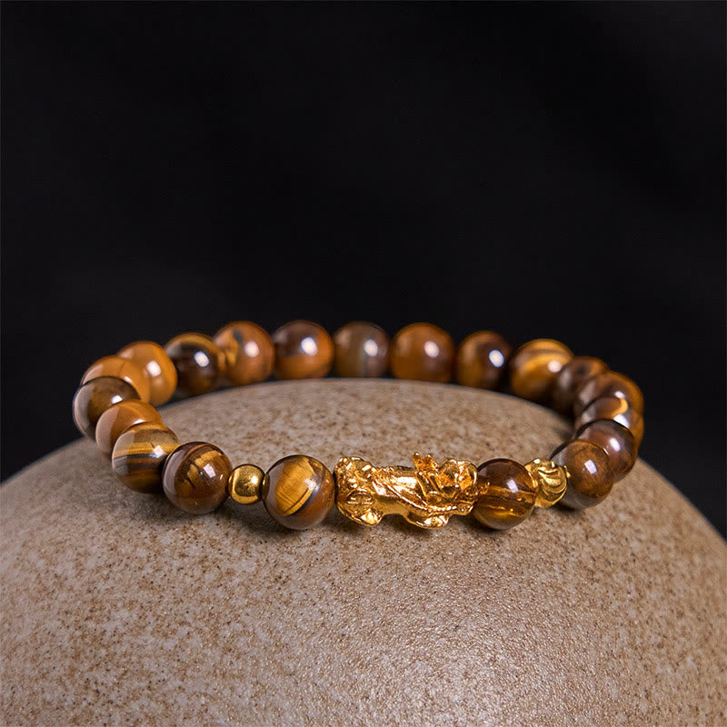 Various Color Tiger Eye Beads Pixiu Wealth Courage Bracelet