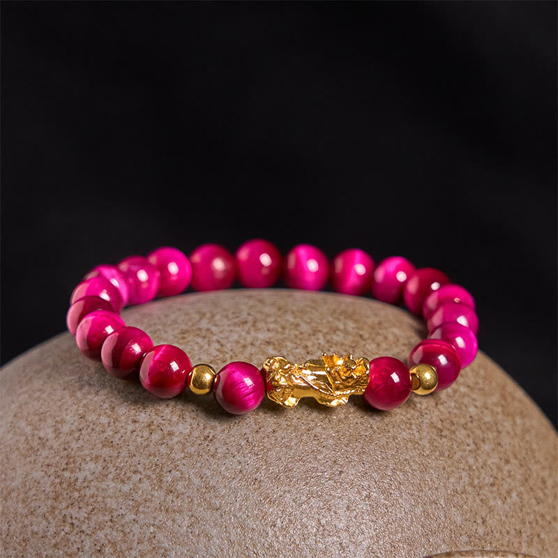 Various Color Tiger Eye Beads Pixiu Wealth Courage Bracelet