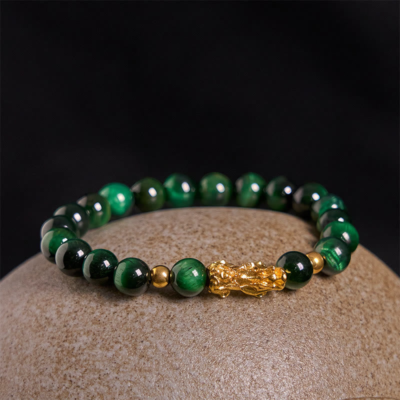 Various Color Tiger Eye Beads Pixiu Wealth Courage Bracelet