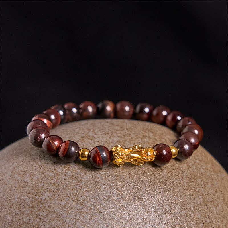 Various Color Tiger Eye Beads Pixiu Wealth Courage Bracelet