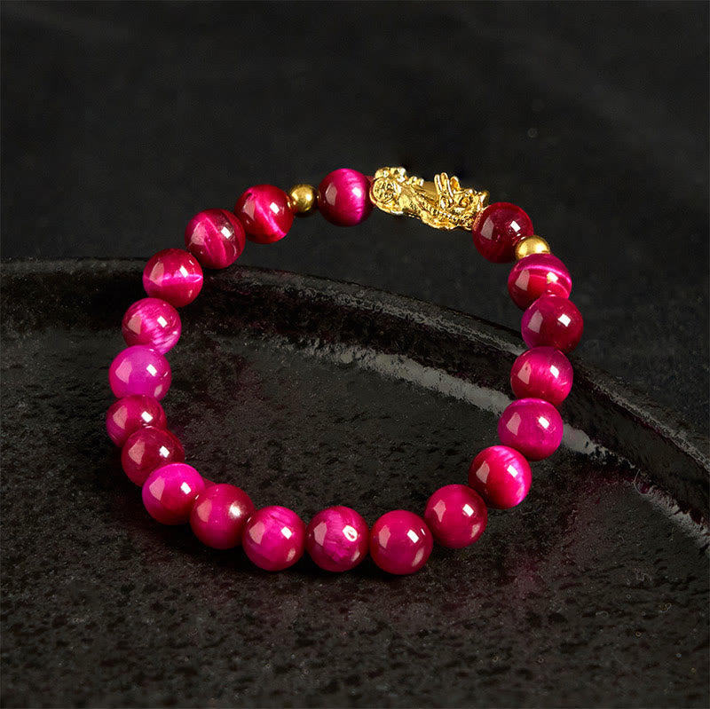 Various Color Tiger Eye Beads Pixiu Wealth Courage Bracelet