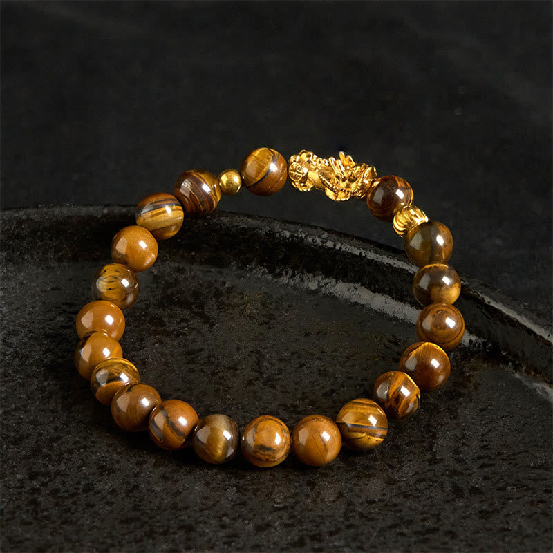 Various Color Tiger Eye Beads Pixiu Wealth Courage Bracelet