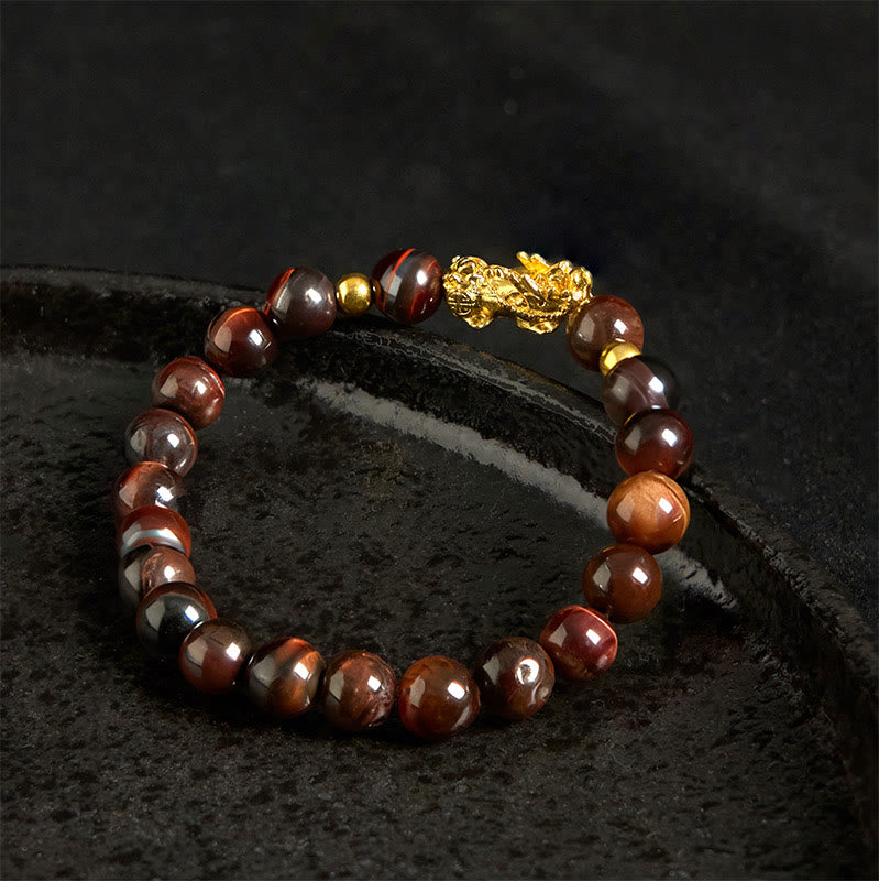 Various Color Tiger Eye Beads Pixiu Wealth Courage Bracelet