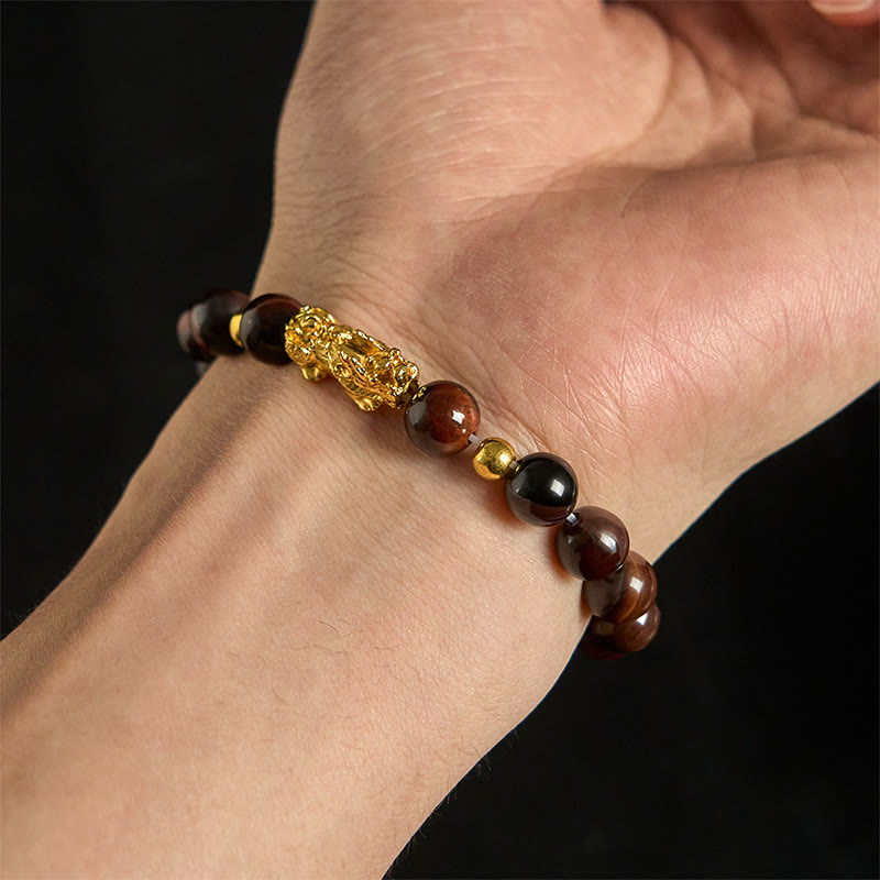 Various Color Tiger Eye Beads Pixiu Wealth Courage Bracelet
