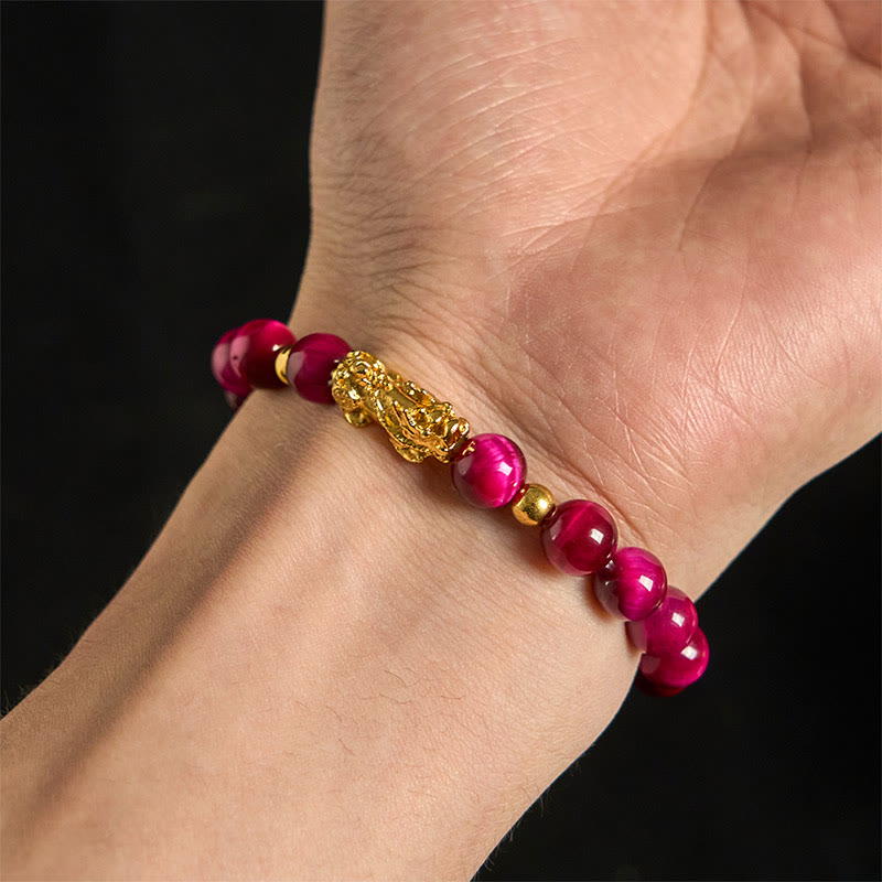 Various Color Tiger Eye Beads Pixiu Wealth Courage Bracelet