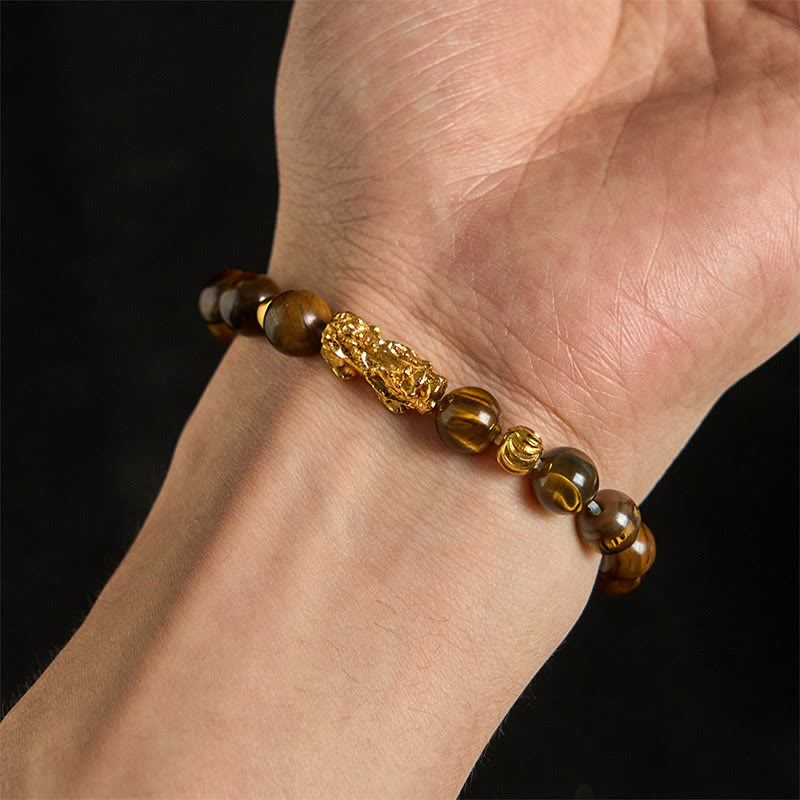 Various Color Tiger Eye Beads Pixiu Wealth Courage Bracelet