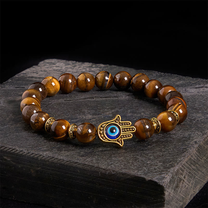 Tiger Eye Beads Evil Eye Courage Bracelet