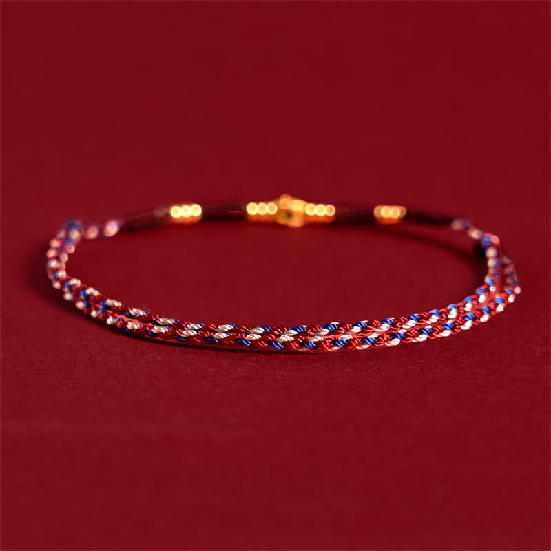 Handmade Braided Red String Copper Coins Luck Bracelet