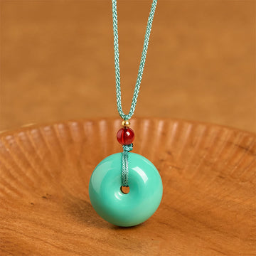 Turquoise Peace Buckle Rope Balance Necklace Pendant