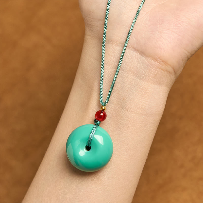 Turquoise Peace Buckle Rope Balance Necklace Pendant