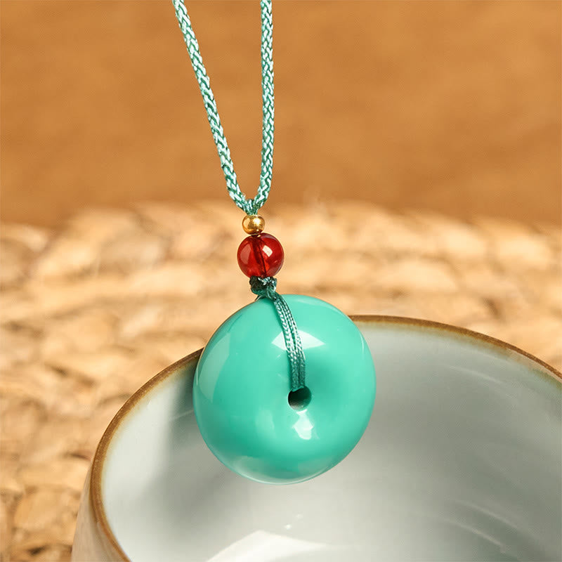 Turquoise Peace Buckle Rope Balance Necklace Pendant