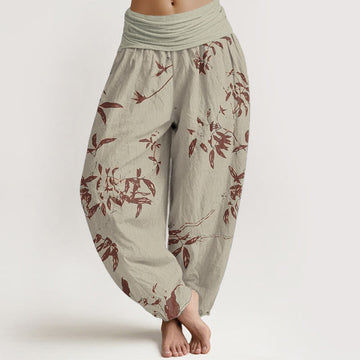 Breathable Cotton Branch Print Meditation Harem Pants